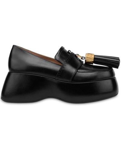 Moschino Tassel-charm Leather Loafers - Black