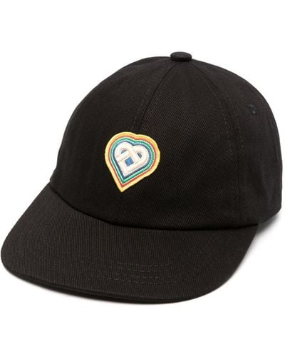 Casablanca Heart Rainbow Cotton Baseball Cap - Black