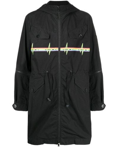 Undercover Graphic-print Hooded Parka - Black