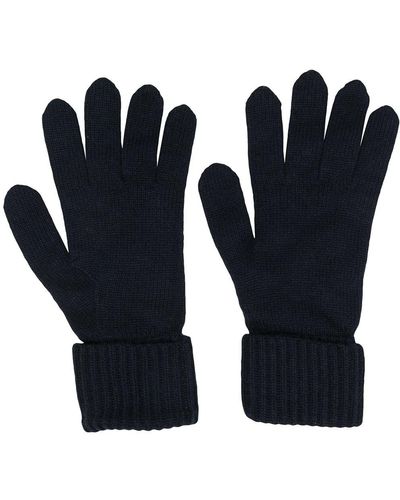 N.Peal Cashmere Ribbed Knit Gloves - Blue