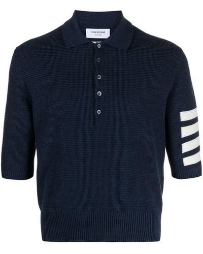 Thom Browne Poloshirt mit 4-Streifen-Logo - Blau