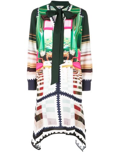 Robe Mini En Laine Embellie Mary Katrantzou Copelia - Taille 8/M, Manches Longues, Noir Plissé - Neuve Sans étiquette