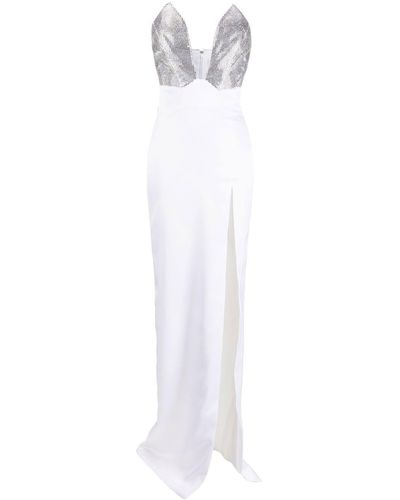 Genny Crystal-embellished Strapless Gown - White