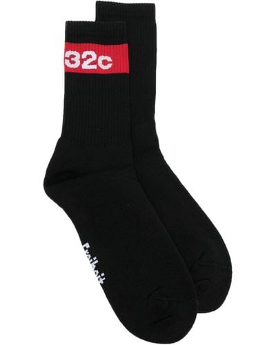 032c ロゴ 靴下 - ブラック