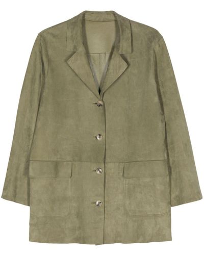 DESA NINETEENSEVENTYTWO Reversible Single-breasted Leather Jacket - Green