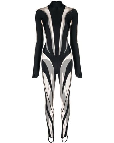 Mugler Spiral Sheer-panelled Jumpsuit - Black