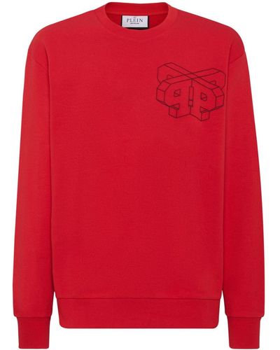 Philipp Plein Wire Frame Cotton Sweatshirt - Red