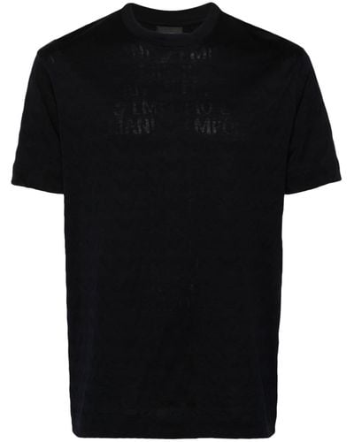 Emporio Armani Logo-jacquard Cotton T-shirt - Black