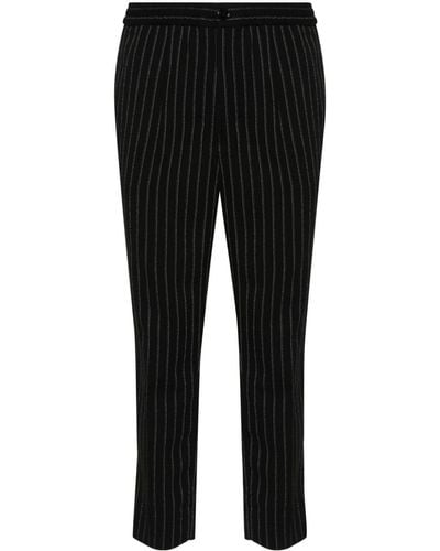 Ami Paris Striped Wool Trousers - Black