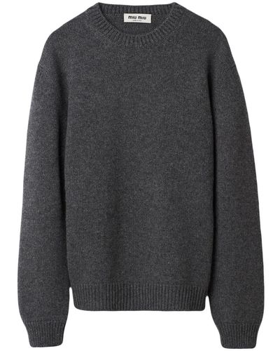 Miu Miu Intarsien-Pullover aus Kaschmir - Grau