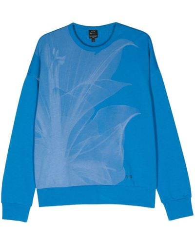 Armani Exchange Abstract-print Cotton Blend Sweatshirt - Blue