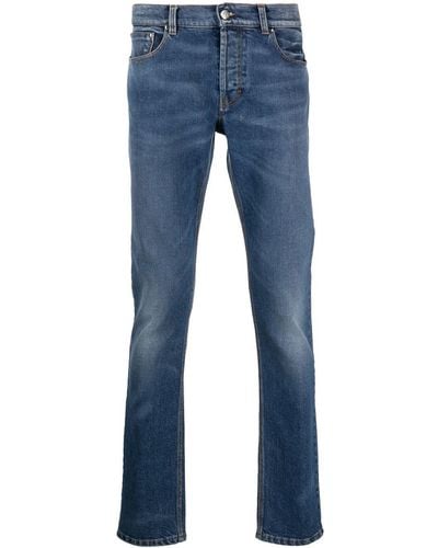 Roberto Cavalli Skinny-Jeans mit Monogramm-Stickerei - Blau