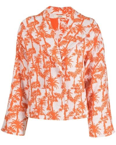 ODEEH Palm-tree-print Jacket - Orange