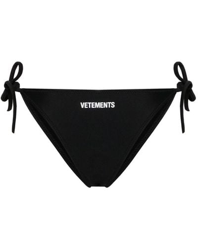 Vetements Logo-print Tied Bikini Bottom - Black