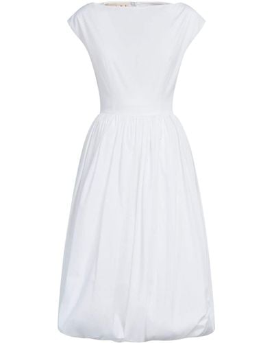Marni Boat-neck Cotton Midi Dress - White