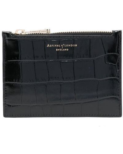 Aspinal of London Embossed-crocodile Small Wallet - Black