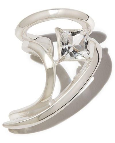SWEETLIMEJUICE Sterling Silver Ear Crystal Cuff - Metallic