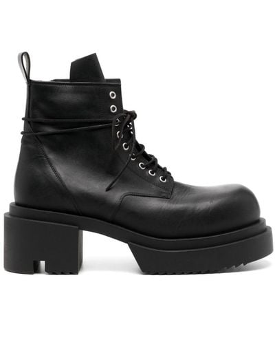 Rick Owens Leather Combat Boots - ブラック
