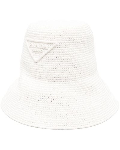 Prada Sombrero de pescador con logo triangular - Blanco