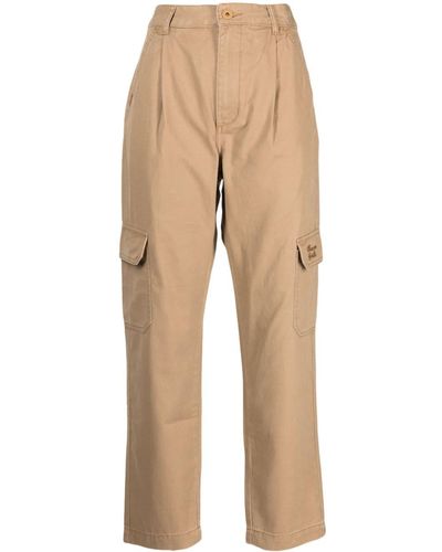 Chocoolate Logo-embroidered Straight-leg Trousers - Natural