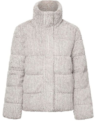 Unreal Fur Close-knit Puffer Jacket - Gray