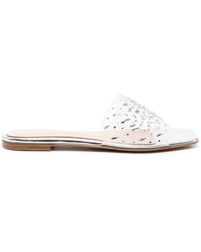 Gianvito Rossi Crystal-embellished Calf-leather Sandals - White