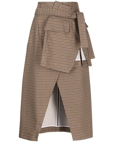 A.W.A.K.E. MODE Belted Midi Skirt - Brown