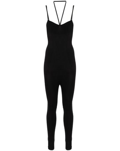 ANDREADAMO Ribbed-detailed Jumpsuit - Black