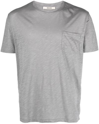 Zadig & Voltaire Stockholm Flocked-skull Cotton T-shirt - Grey