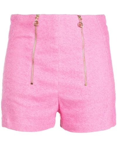Patou Zip-detail Tweed Shorts - Pink