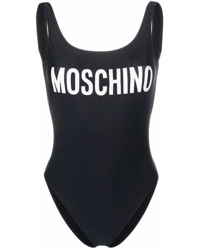 Moschino Badeanzug mit Logo-Print - Schwarz