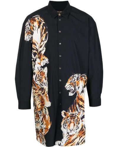 Camilla Langes Hemd mit Tiger-Print - Blau