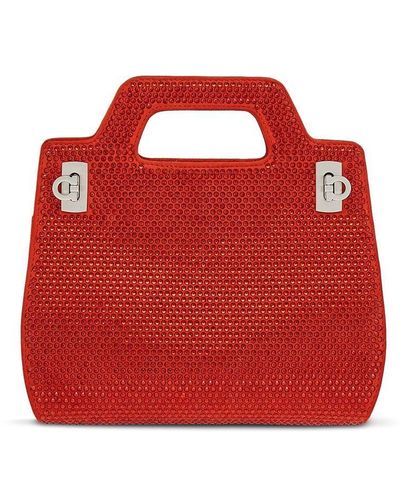 Ferragamo Mini-Tasche mit Kristallen - Rot