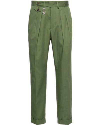 Manuel Ritz Pleated Tapered-leg Chinos - Green