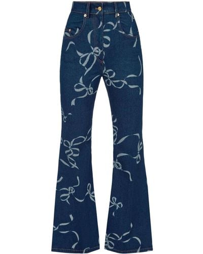 Nina Ricci Graphic-print Long-length Flared Pants - Blue