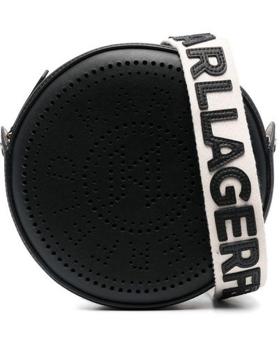 Karl Lagerfeld K/circle Perforated-logo Crossbody Bag - Black