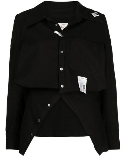 Maison Mihara Yasuhiro Asymmetrische Blouse Met Logo Applicatie - Zwart