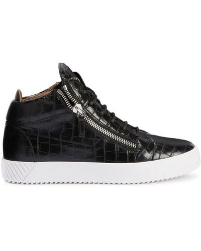 Giuseppe Zanotti Kriss Crocodile-effect Leather Sneakers - Black