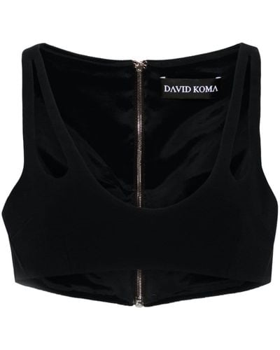 David Koma Cut-out Straps Cady Top - Black