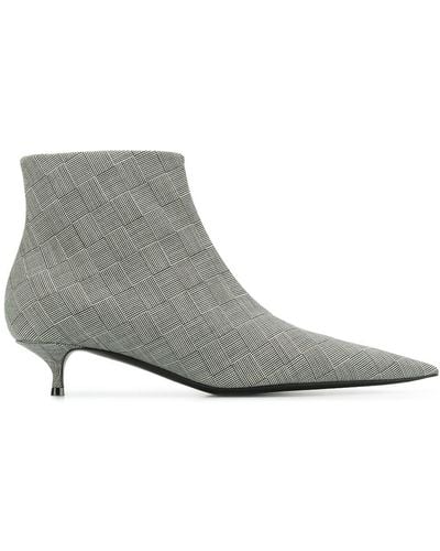 Balenciaga Knife Checked Wool Ankle Boots - Gray
