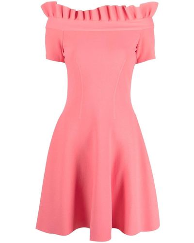 Alexander McQueen Ruffle Knit Flared Dress - Pink