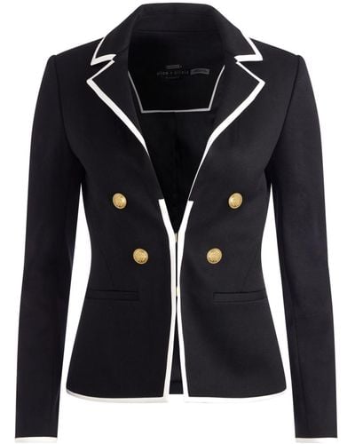 Alice + Olivia Mya Contrast Piping Fitted Blazer - Black