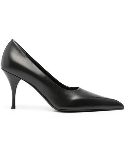 Prada 85mm Leather Court Shoes - Black