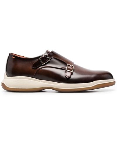 Santoni Double-buckle Monk Shoes - Brown