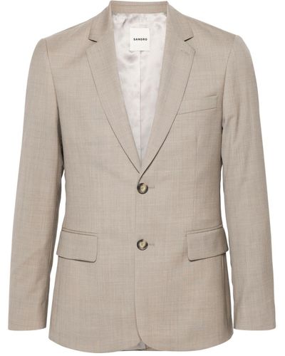 Sandro Geruite Blazer Van Scheerwol - Naturel