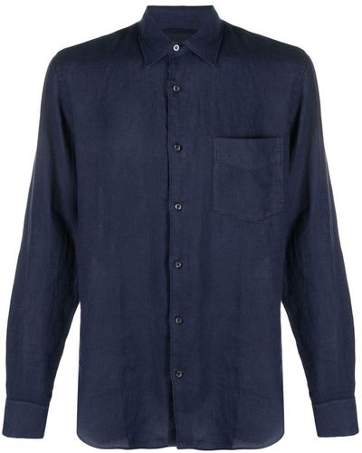 Aspesi Pointed-collar Long-sleeved Shirt - Blue