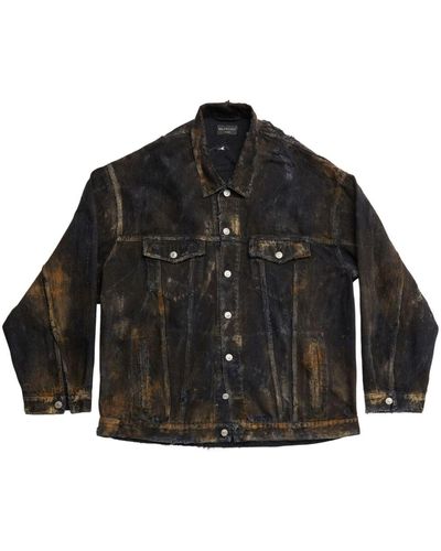 Balenciaga Distressed-effect Denim Jacket - Black