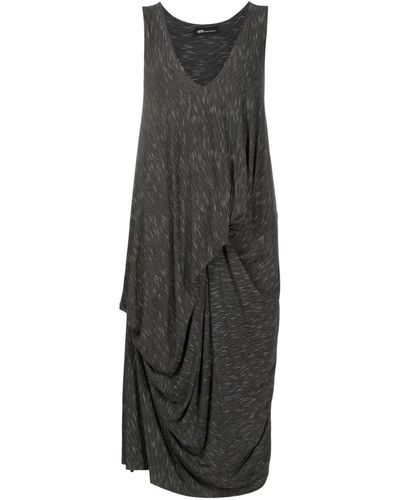 UMA | Raquel Davidowicz Vertical-stripe Draped Midi Dress - Gray