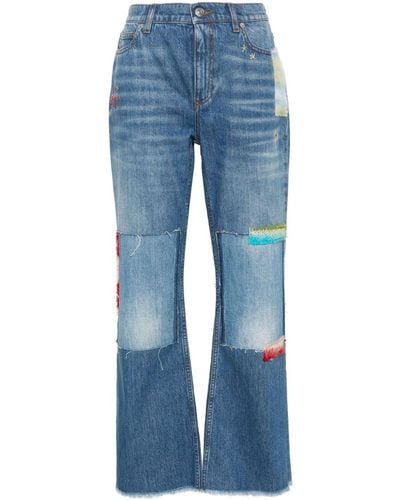 Marni Mohair-detail Straight-leg Jeans - Blue
