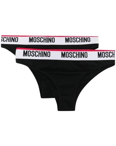 Moschino Pack de dos bragas con logo en la cinturilla - Negro